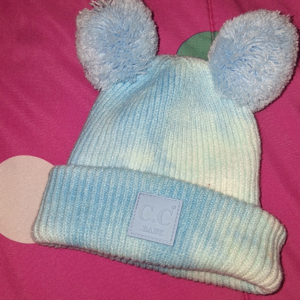 CC Boutique Light Blue Kids Beanie with Pom-Poms